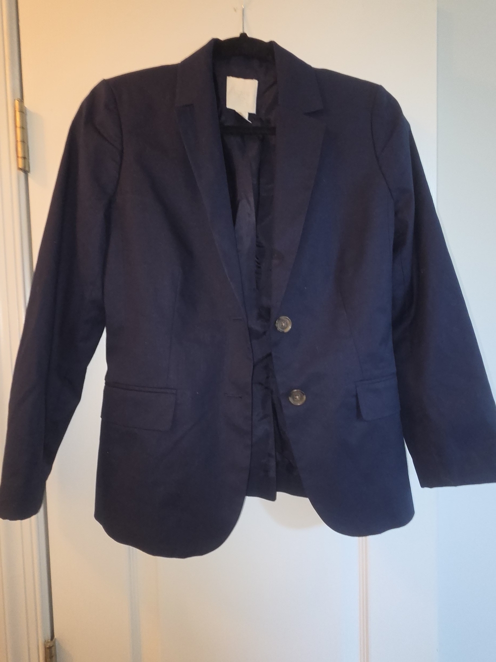 J. Crew Factory Cotton Spandex Navy Suiting Blazer Size 06, Like New.